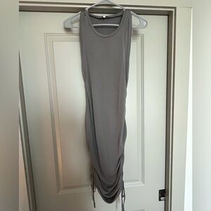 Grey Tank Body-con Dress with Side Drawstring Detailing